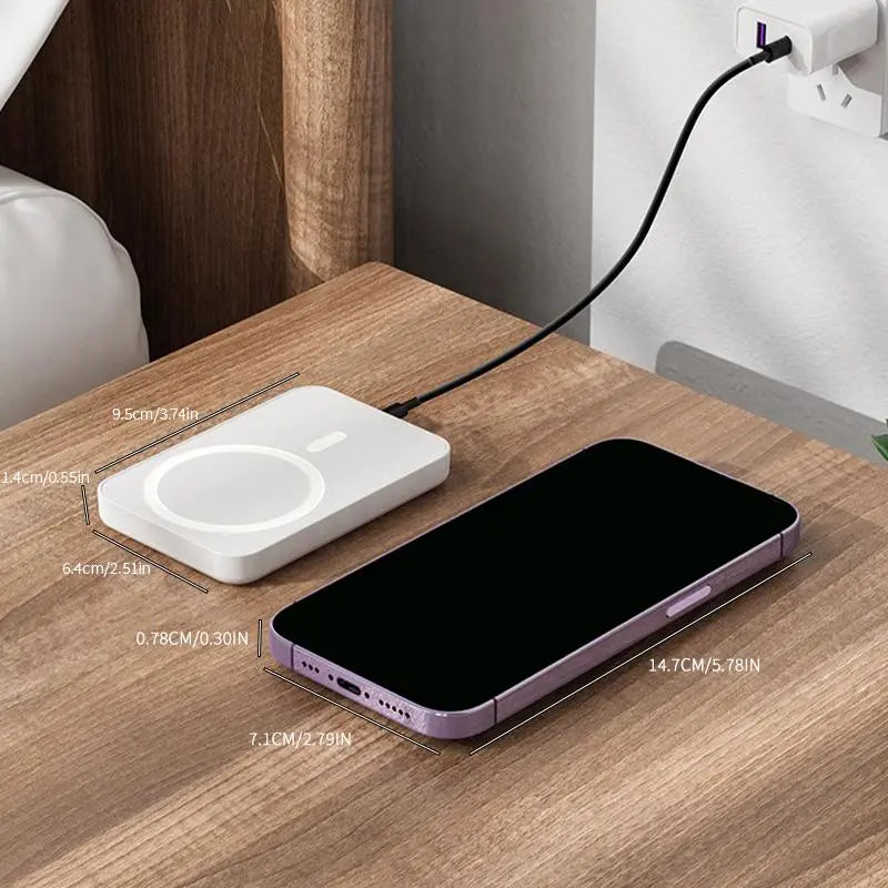 5000mAh Magnetic Power Bank for iPhone 12-17 Series - Perfect for MagSafe Cases & No Case - Portable Wireless Charger - Ideal Father's Day Gift