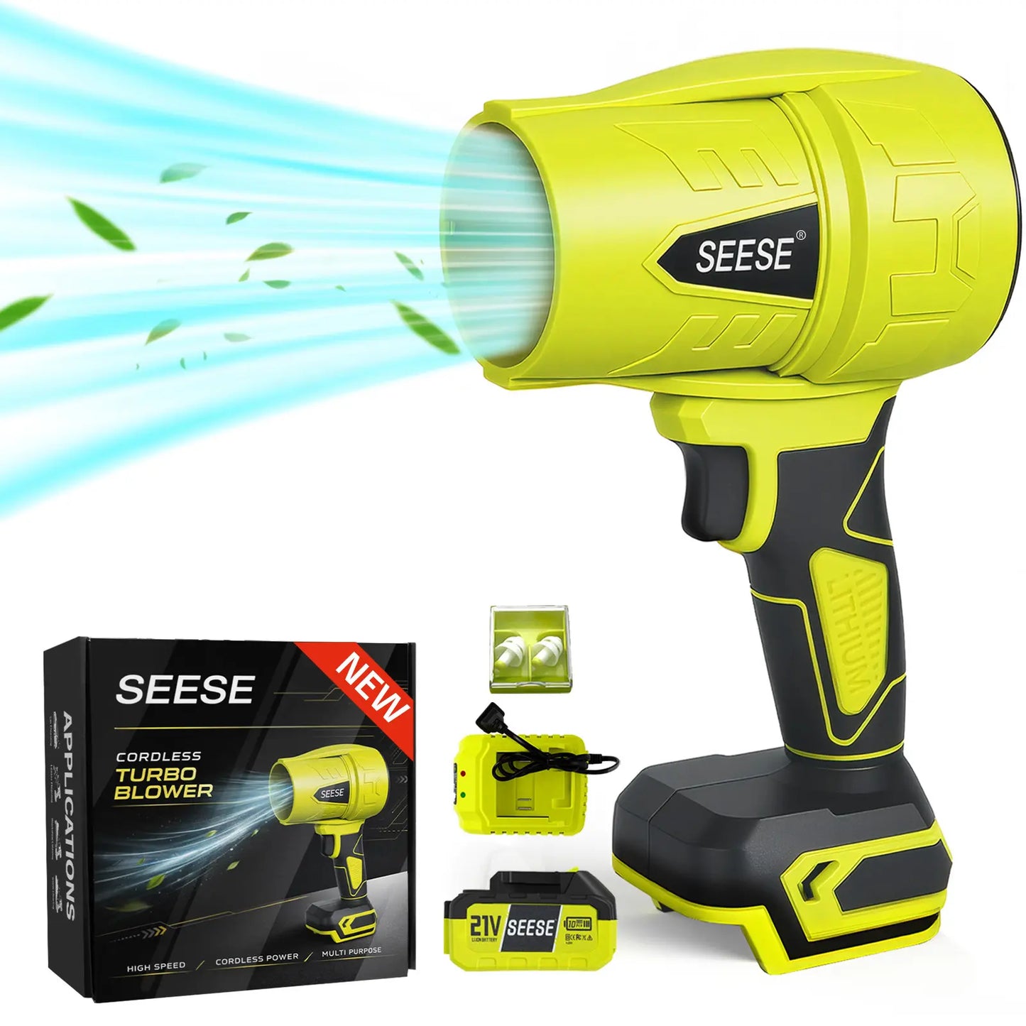 Seese Turbo Jet Blower - Powerful Cordless Leaf Blower & Air Duster for Home & Garden - Perfect Father's Day Gift!