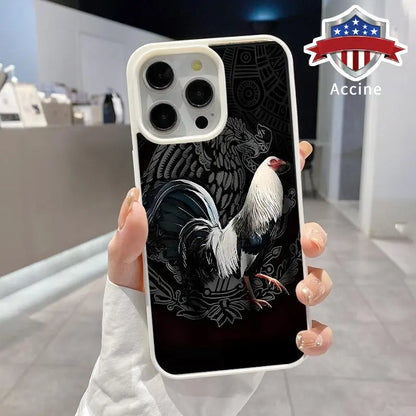 Magnetic Phone Case Supports Wireless Charging for Iphone 16 Pro Max 15 plus 14 13 12 11 XR XS Mexican Cockfighting Pattern Non-Yellowing Silicone Transparent Acrylic Drop Protective Cover.