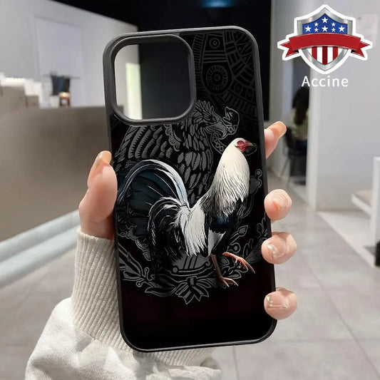 Magnetic Phone Case Supports Wireless Charging for Iphone 16 Pro Max 15 plus 14 13 12 11 XR XS Mexican Cockfighting Pattern Non-Yellowing Silicone Transparent Acrylic Drop Protective Cover.